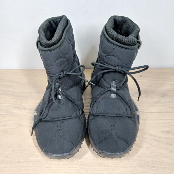 Adidas Boots Women 8 Black Quilted Lace Up Platform Lug Sole Winter Boots - Picture 6 of 10